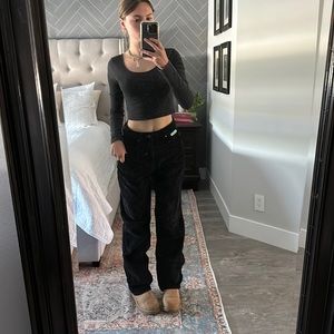 EMPYRE black corduroy wide loose fit